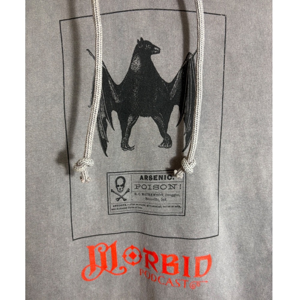 Morbid Podcast Arsenic Poison Bat Acid Wash Hoodie Size XL - Picture 5 of 5
